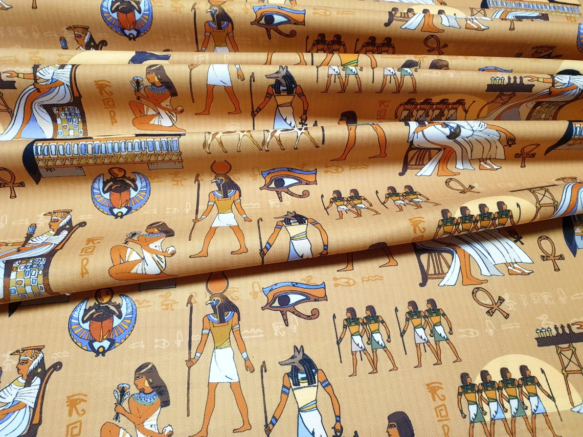 Ancient Egyptian Gods Print Fabric