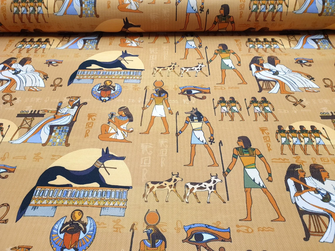 Ancient Egyptian Gods Print Fabric