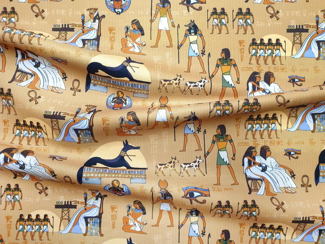 Ancient Egyptian Gods Print Fabric
