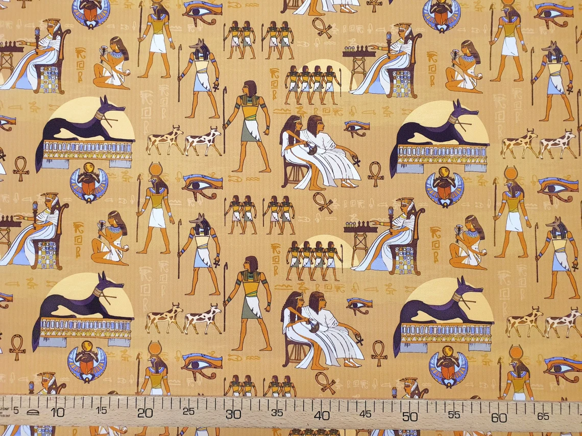 Ancient Egyptian Gods Print Fabric