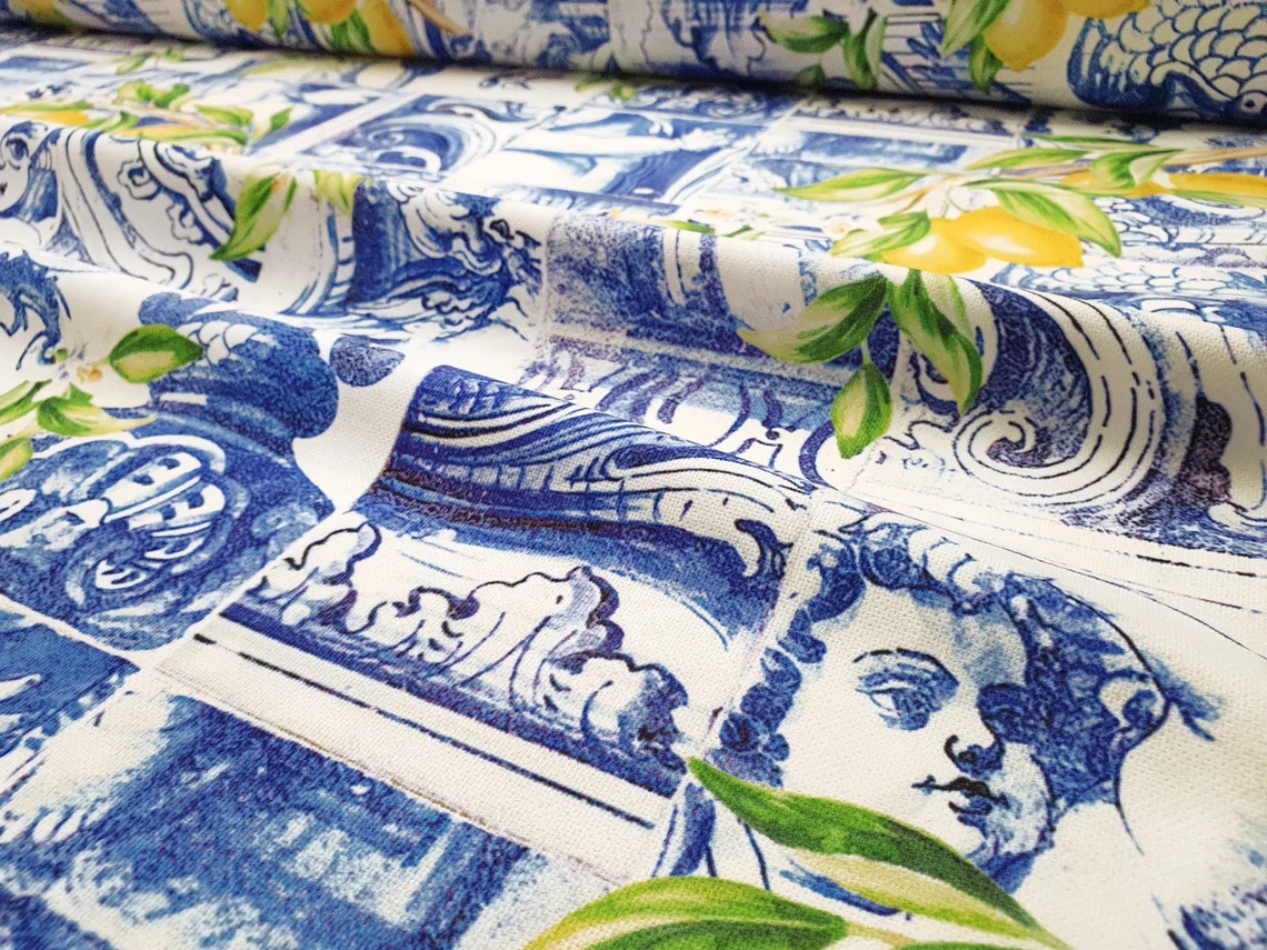 Baroque Ceramic Sicilian Lemons Print Fabric
