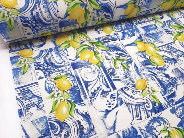 Baroque Ceramic Sicilian Lemons Print Fabric