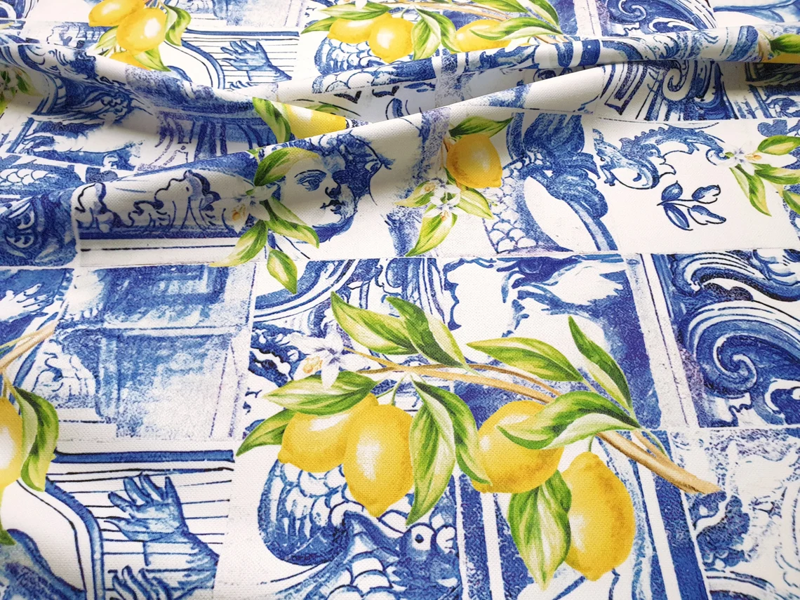 Baroque Ceramic Sicilian Lemons Print Fabric