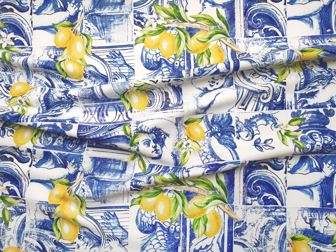 Baroque Ceramic Sicilian Lemons Print Fabric