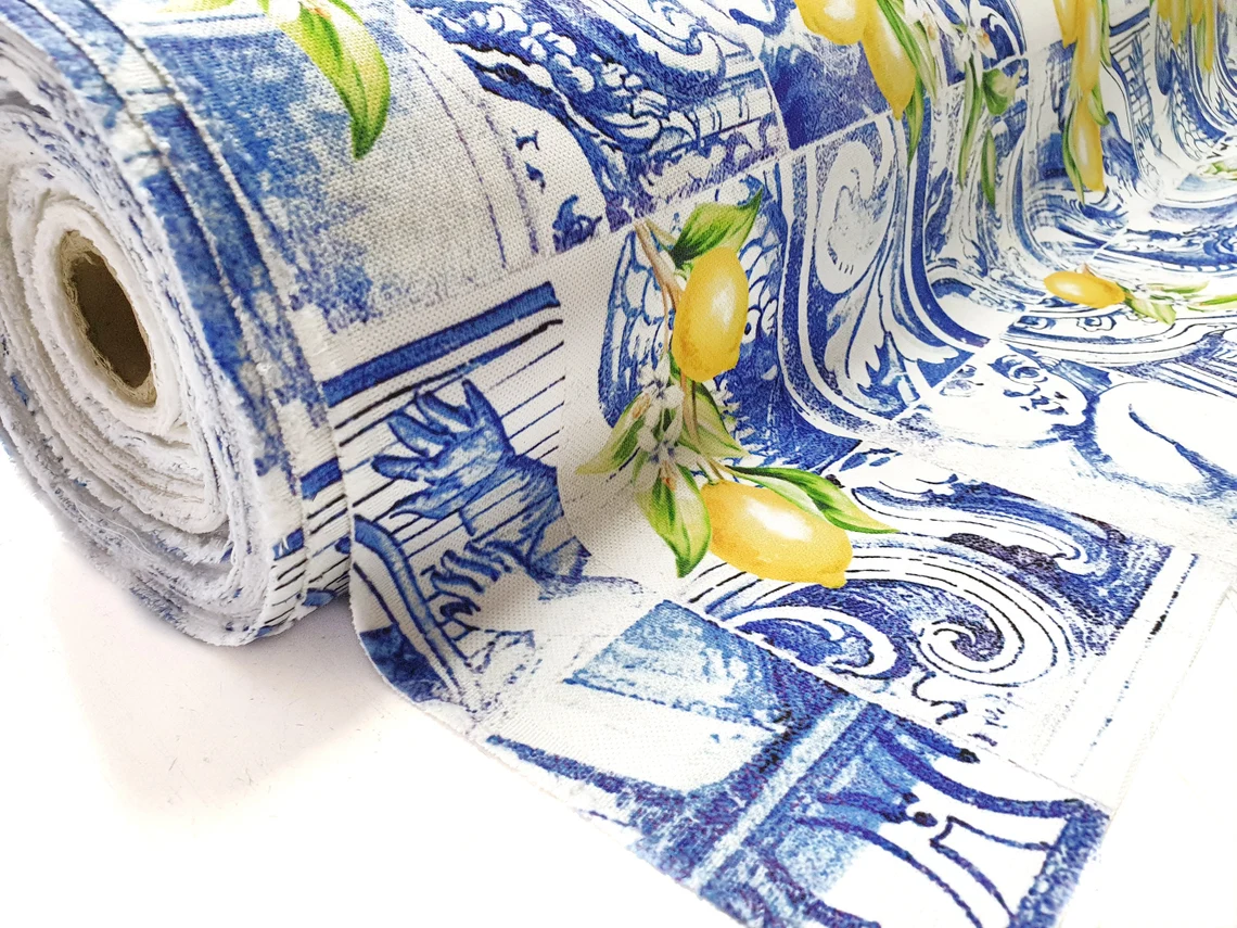 Baroque Ceramic Sicilian Lemons Print Fabric