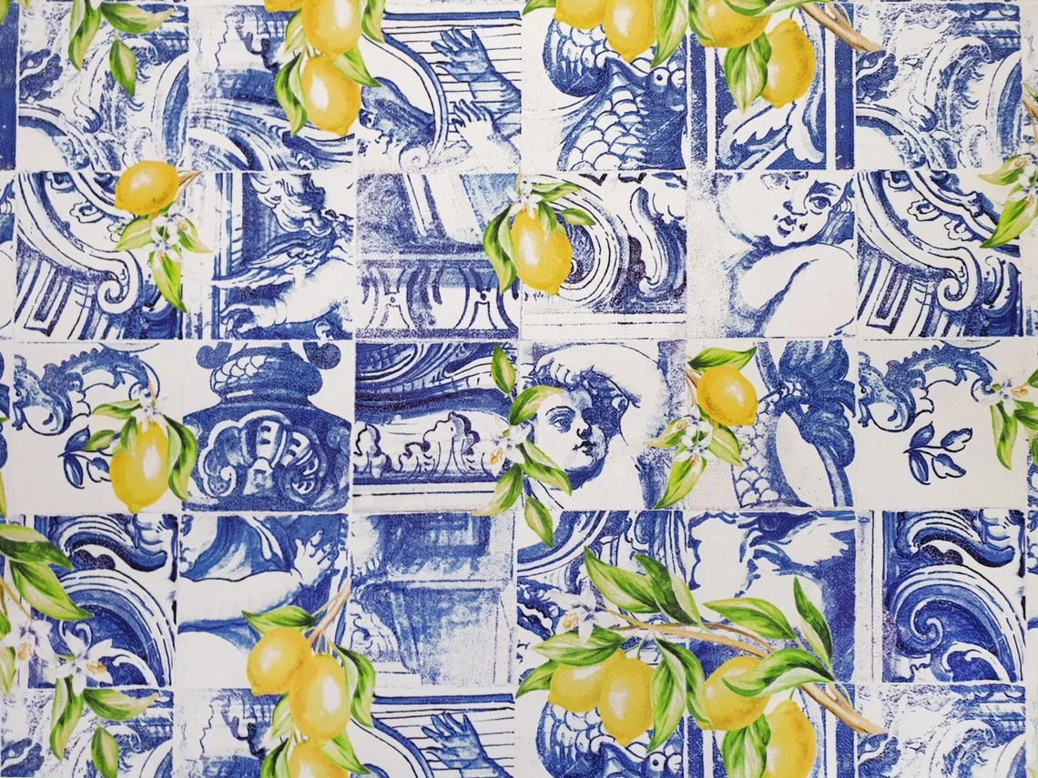 Baroque Ceramic Sicilian Lemons Print Fabric