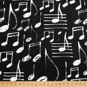 Black Musical Notes Fabric