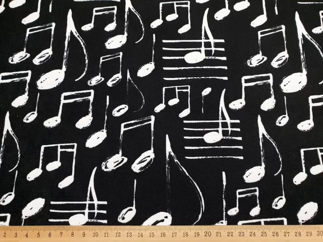 Black Musical Notes Fabric