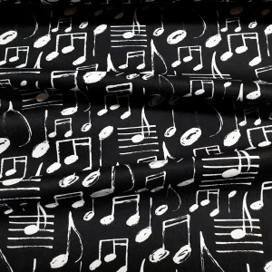 Black Musical Notes Fabric