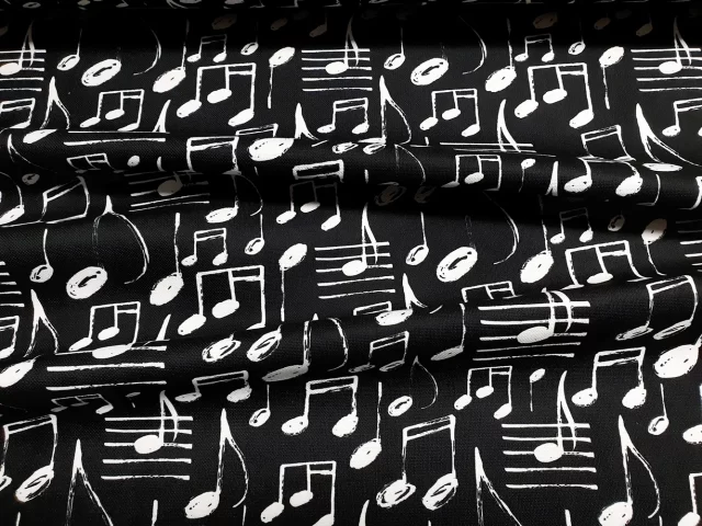 Black Musical Notes Fabric