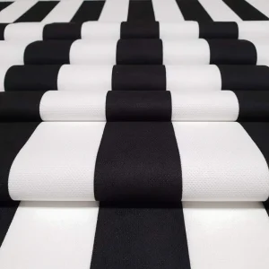Black and White Medium Striped Fabric