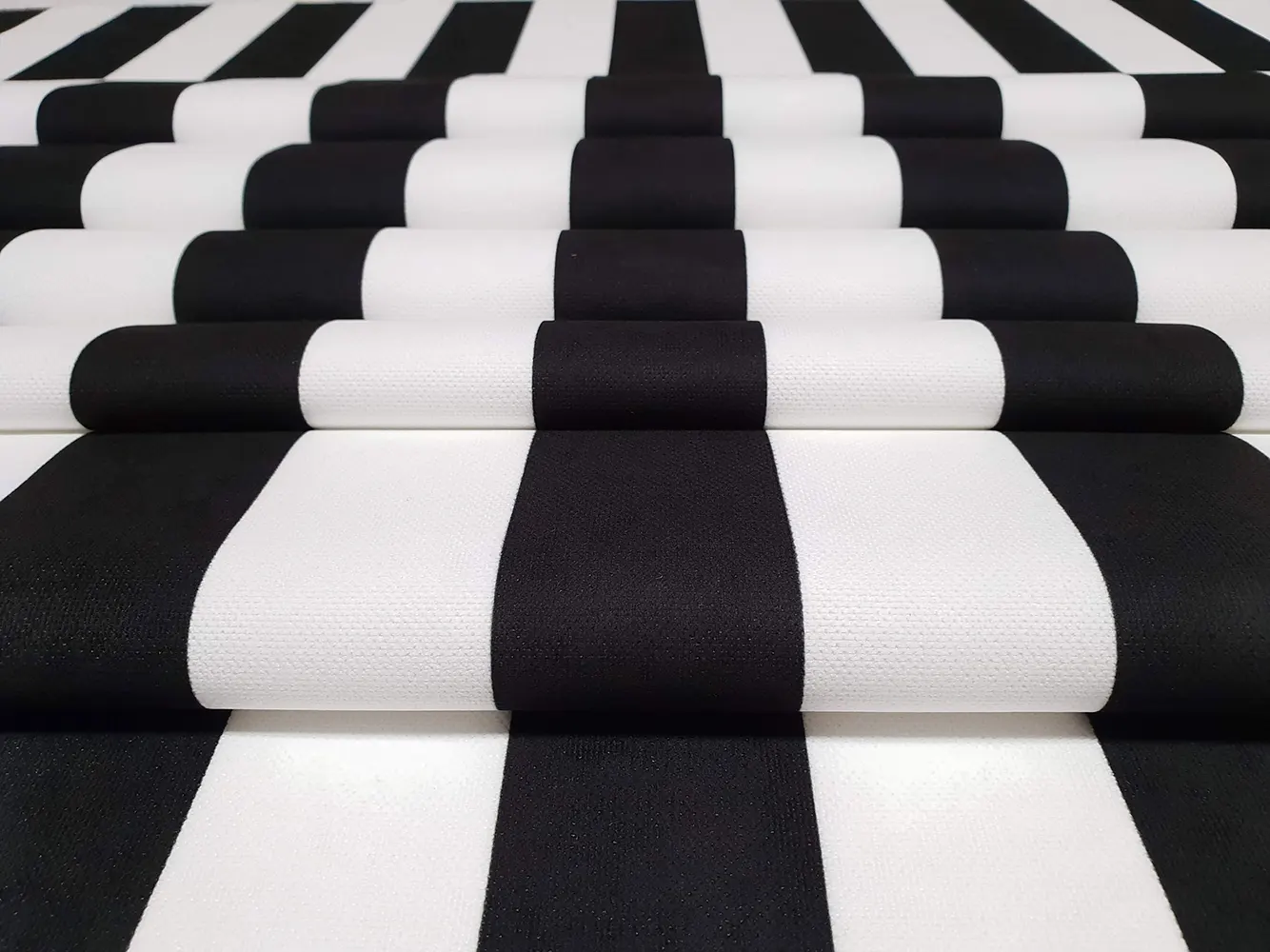 Black and White Medium Striped Fabric