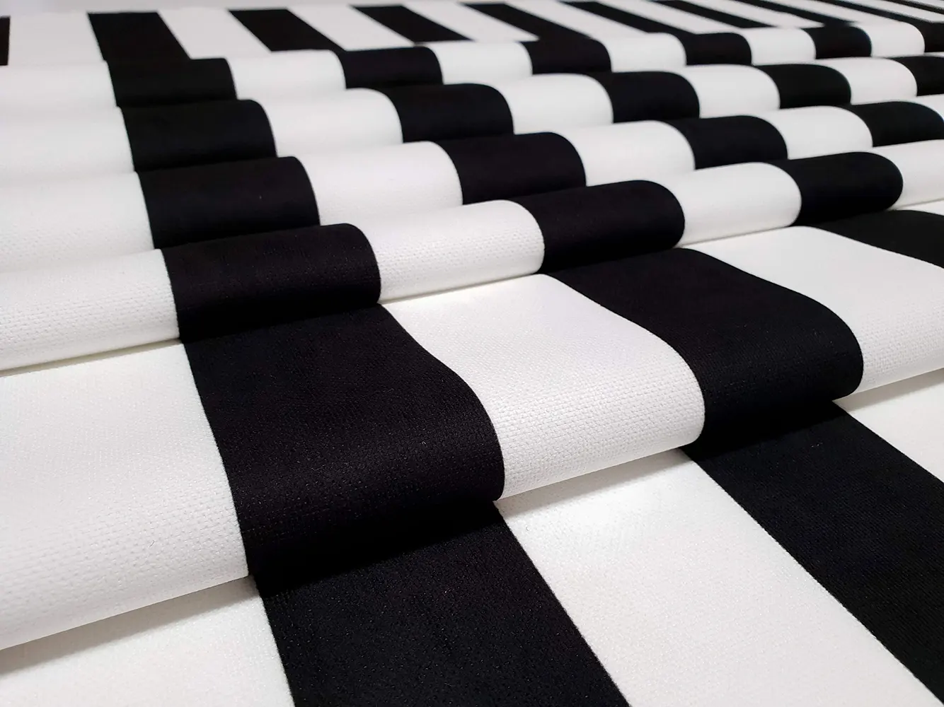 Black and White Medium Striped Fabric