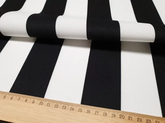 Black and White Medium Striped Fabric