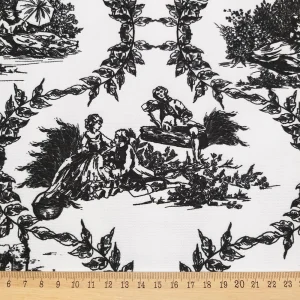 Black and White Toile de Jouy Fabric