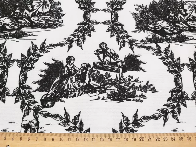 Black and White Toile de Jouy Fabric