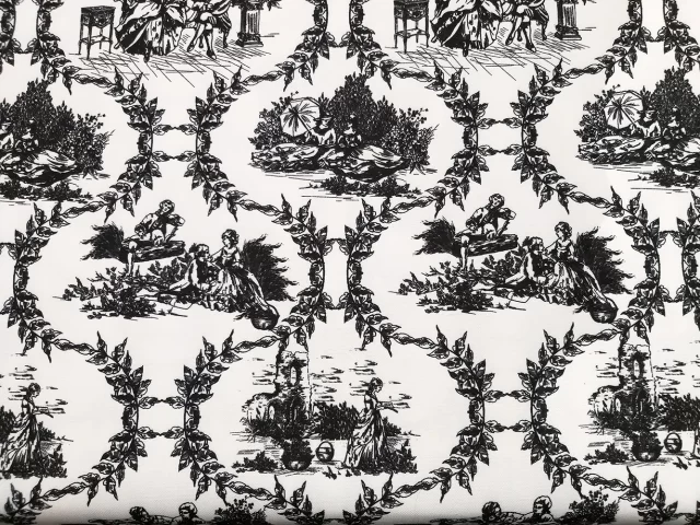 Black and White Toile de Jouy Fabric