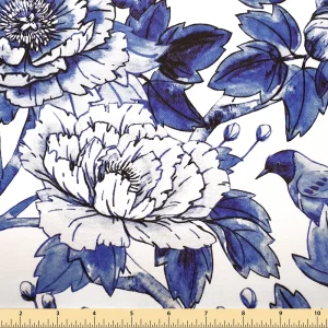 Blue Bird Flower Fabric
