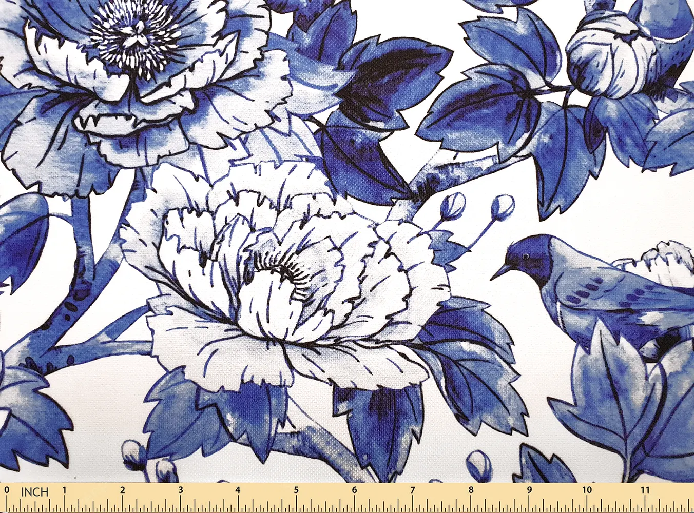 Blue Bird Flower Fabric