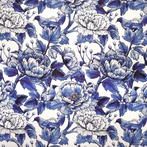 Blue Bird Flower Fabric