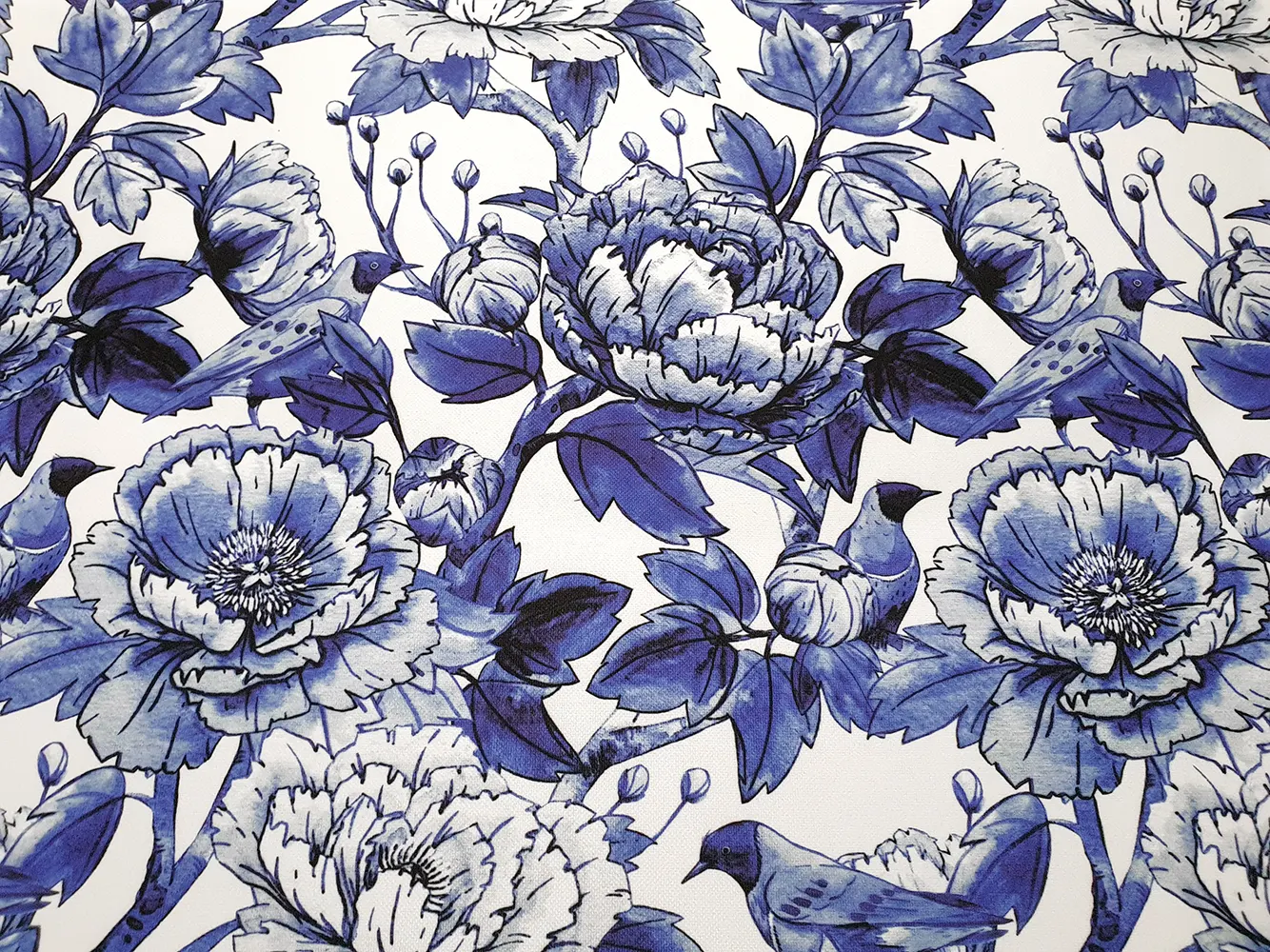Blue Bird Flower Fabric