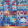 Blue Bohemian Kilim Print Fabric