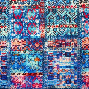 Blue Bohemian Kilim Print Fabric