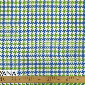 Blue Green Houndstooth Fabric