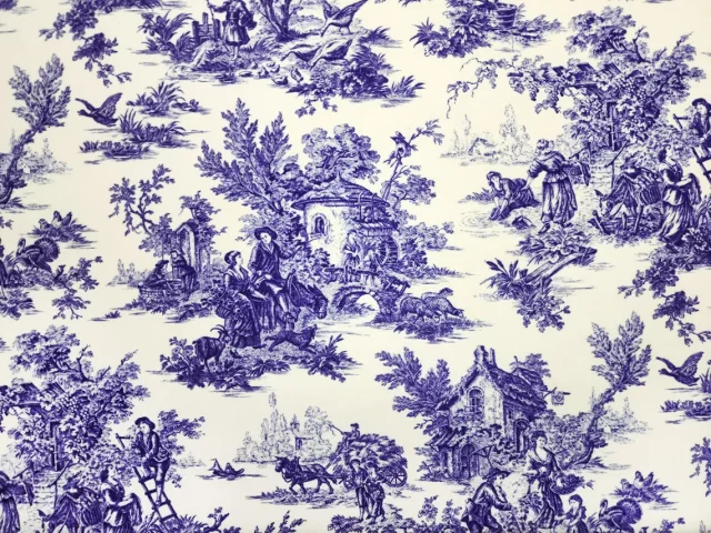 Blue Toile de Jouy Fabric
