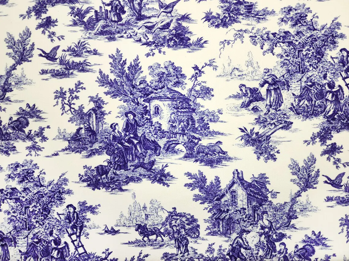 Blue Toile de Jouy Fabric