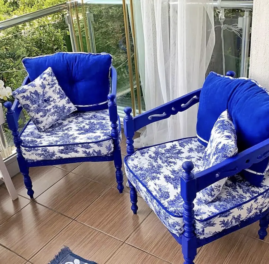Blue Toile de Jouy Fabric