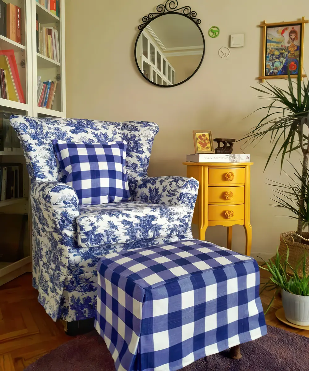 Blue Toile de Jouy Fabric