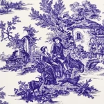 Blue Toile de Jouy Fabric
