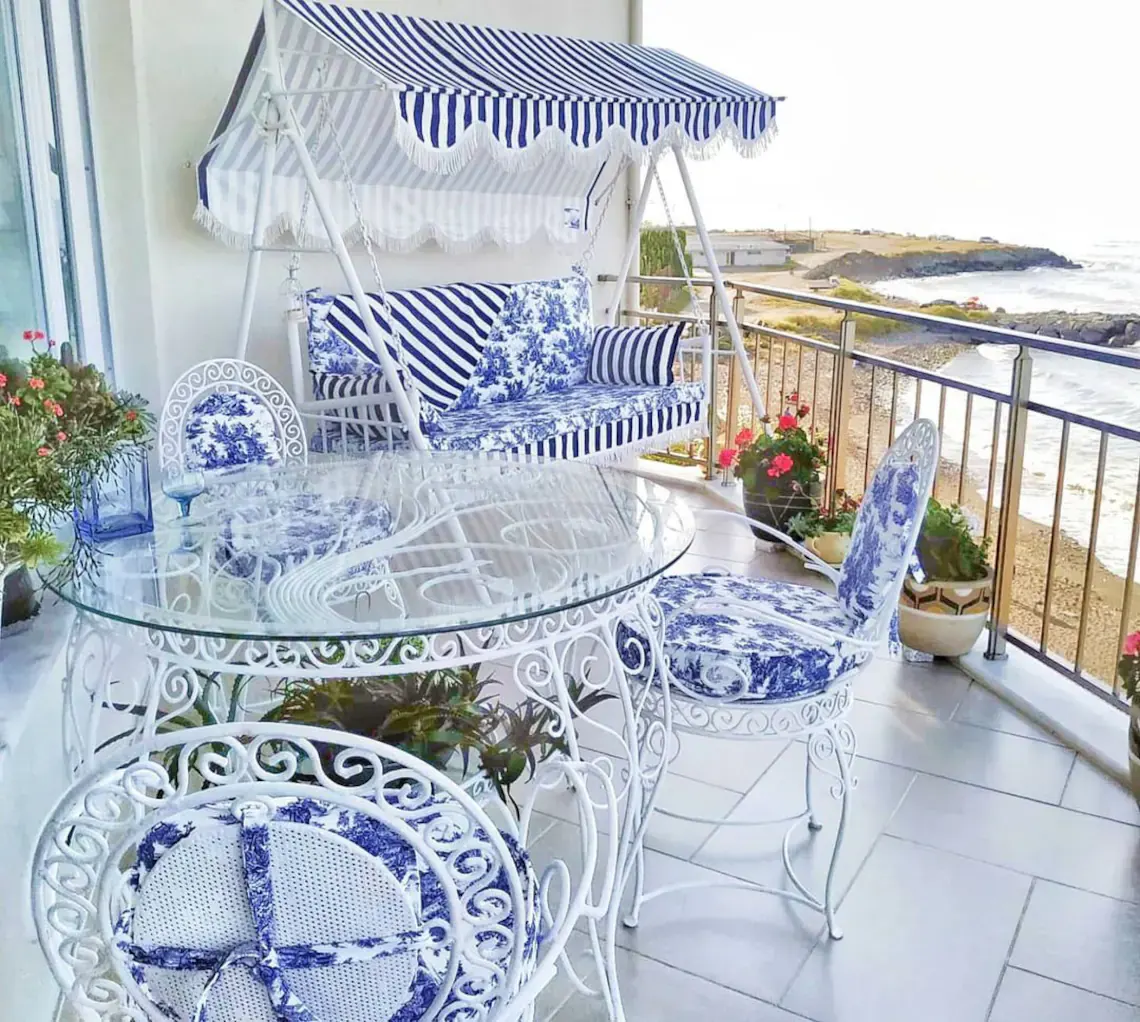 Blue Toile de Jouy Fabric