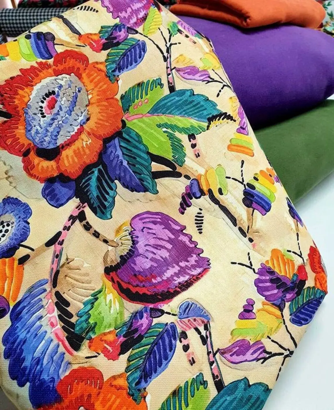 Boho Watercolor Floral Fabric