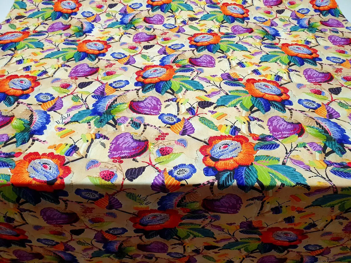 Boho Watercolor Floral Fabric