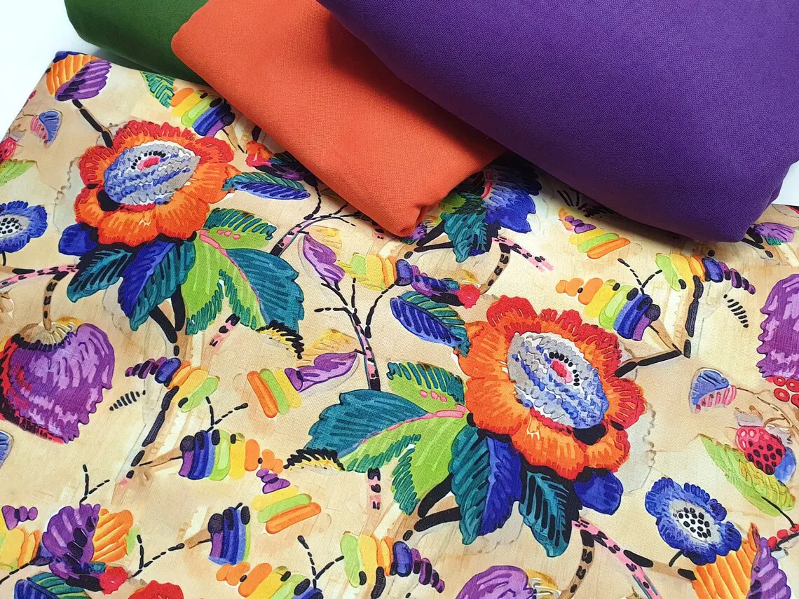 Boho Watercolor Floral Fabric