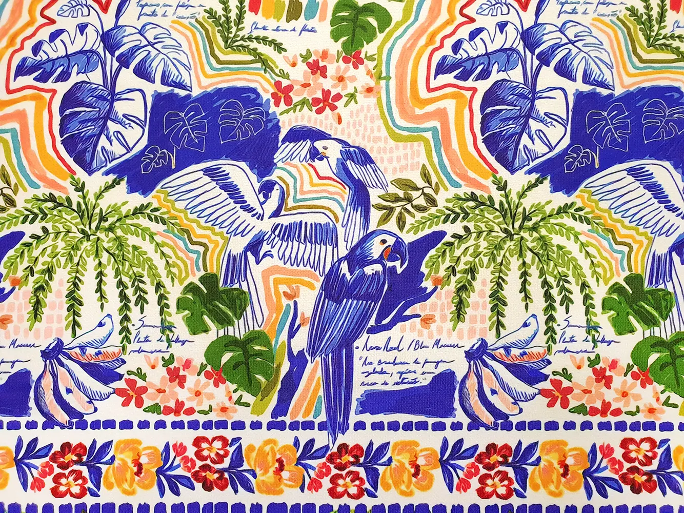 Botanical Farm Tropical Birds Fabric