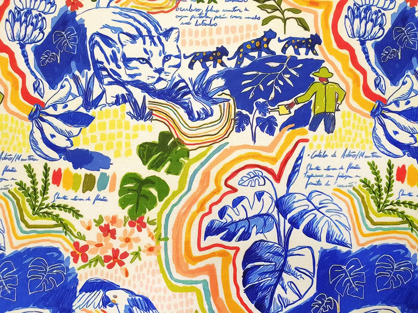 Botanical Farm Tropical Birds Fabric