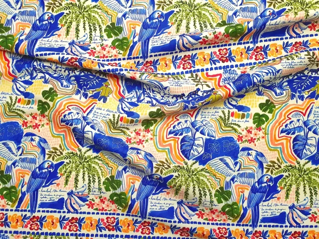 Botanical Farm Tropical Birds Fabric