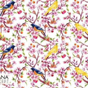 Canaries on a Tree Fabric