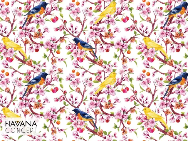 Canaries on a Tree Fabric