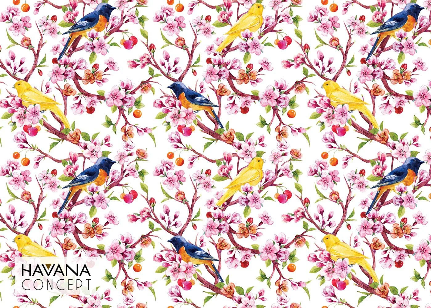 Canaries on a Tree Fabric