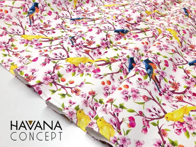 Canaries on a Tree Fabric