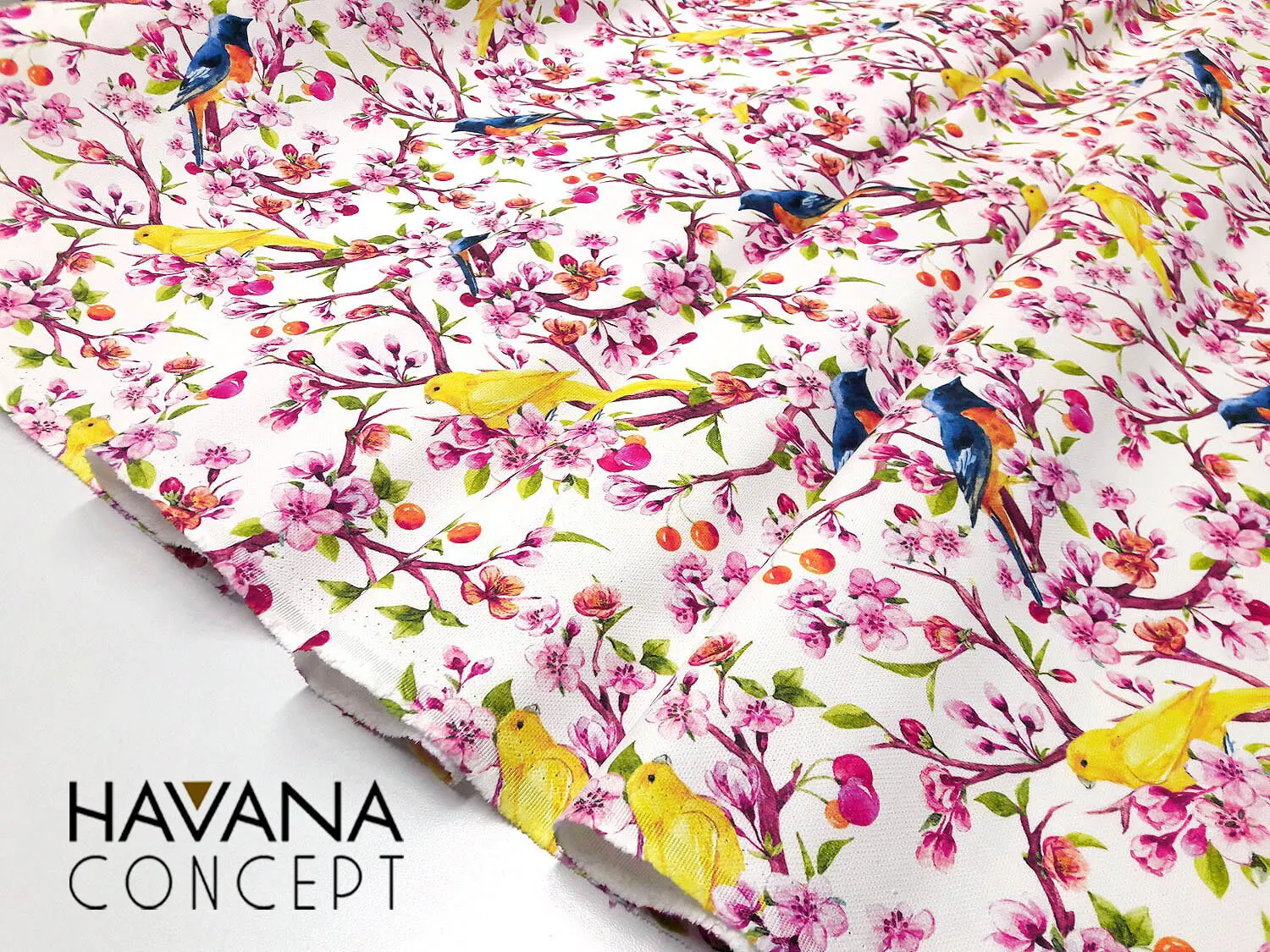 Canaries on a Tree Fabric