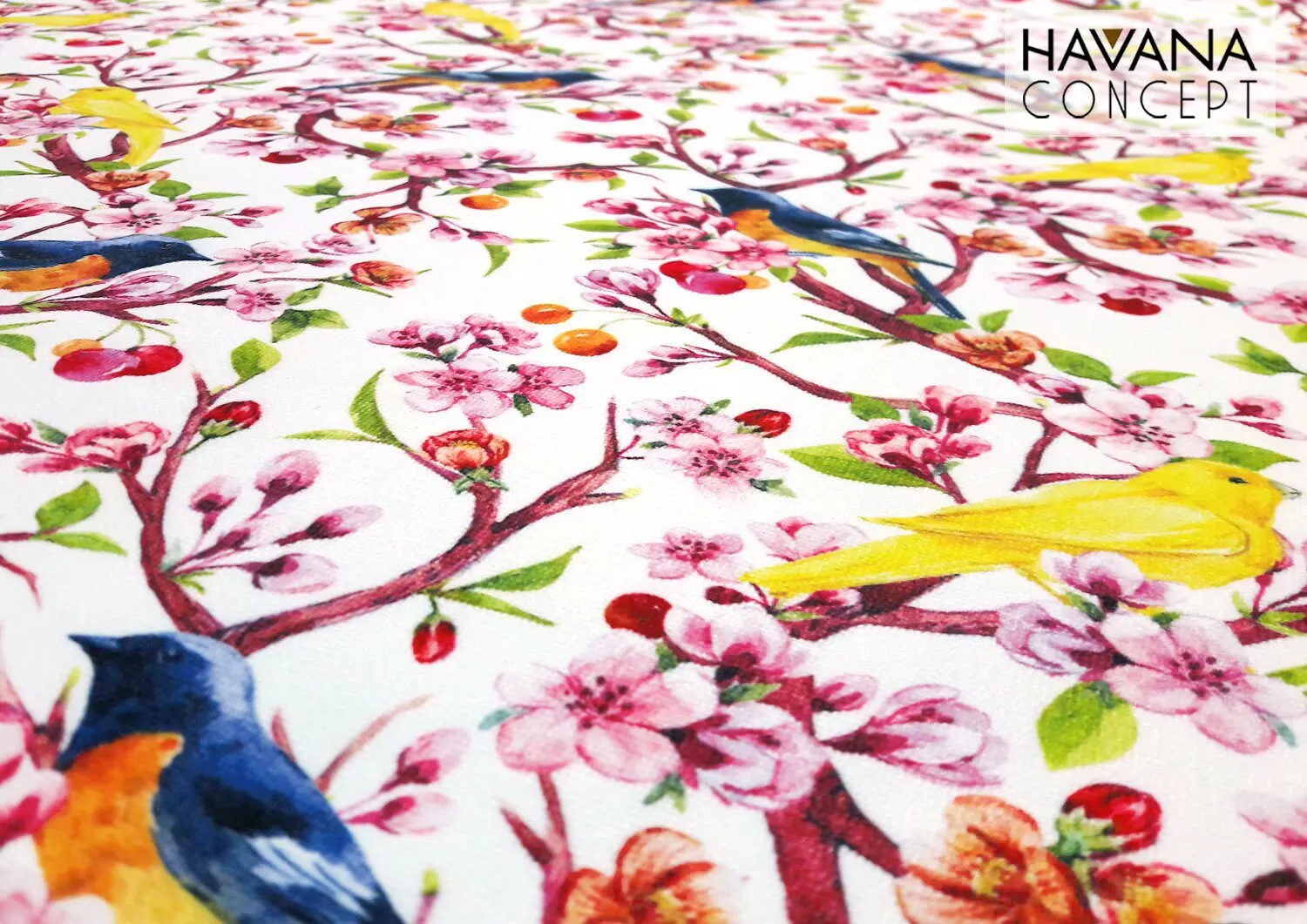 Canaries on a Tree Fabric