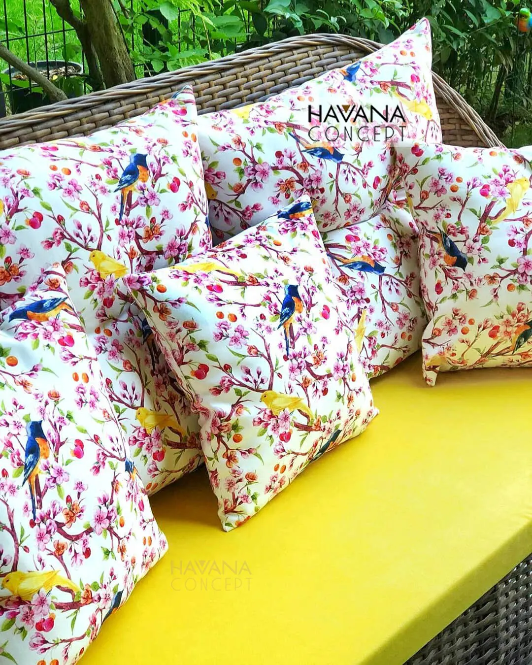 Canaries on a Tree Fabric