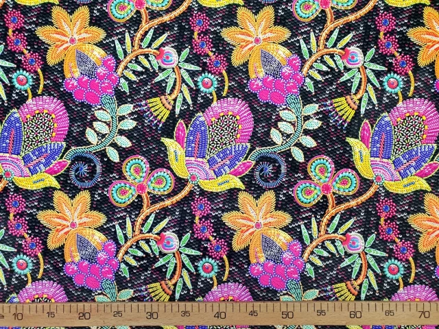 Colorful Floral Polish Folk Art Fabric