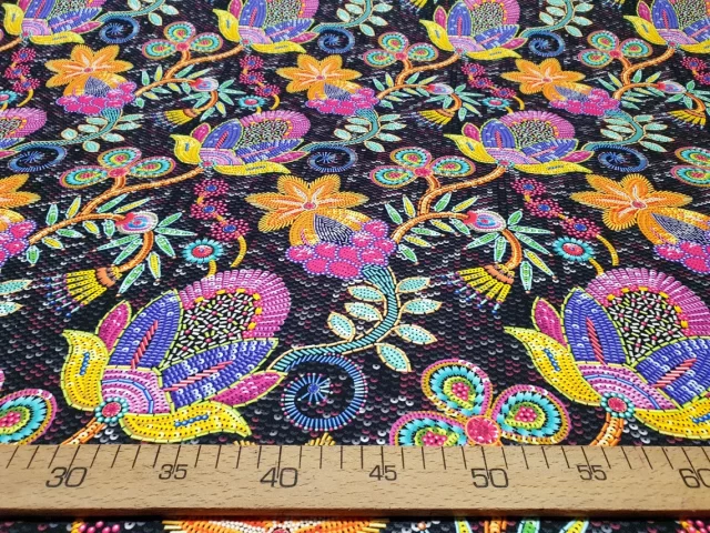 Colorful Floral Polish Folk Art Fabric