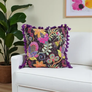 Colorful Floral Polish Folk Art Pillow Cover